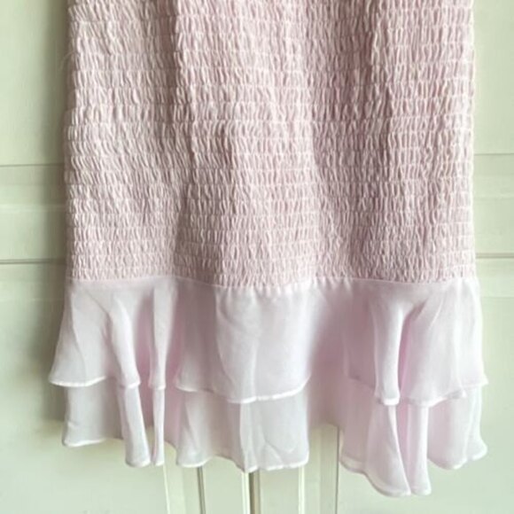 BCBGeneration Women’s Sz 2 Smocked Pink Tiered Ruffle Dress NWT - Picture 4 of 12